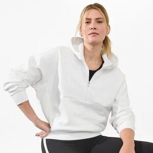 ATHLETA Forever Fleece 1/2 Zip Hoodie Size XL NEW NWT Sweatshirt Bright White